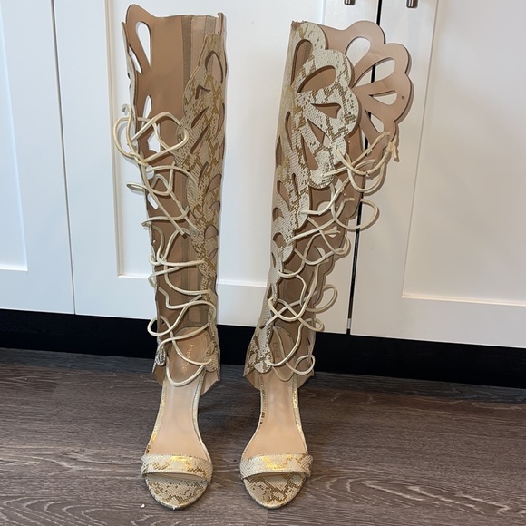 Bebe Snake Print Heels - Picture 1 of 8